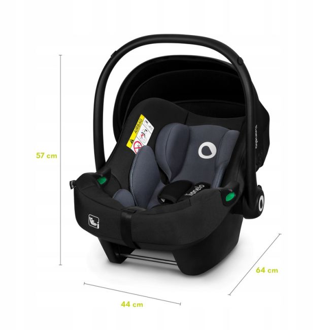 Lionelo - Soica auto i-Size Astrid, 0-13 Kg, 40-87 cm, Cu maner si capotina reglabile, Cu protectie laterala avansata, Salteluta confortabila , Conform cu standardul european de securitate R129, Negru/Gri BYNLO-ASTRID_I-SIZE_BLACK_GREY