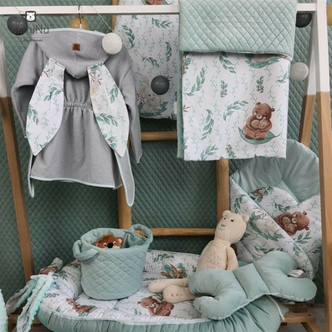 MimiNu - Lenjerie patut 3 piese, Cu cearceaf 120x60 cm, Din bumbac certificat Oeko Tex Standard 100, Cu pilota si husa pilota, 135x100 cm, Lulu Natural BYN6426972023207