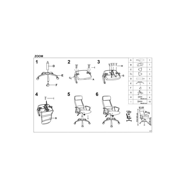 Scaun birou hm zoom, tapiterie stofa cu insertii mesh, cadru polipropilena, mecanism de balans, 120 kg, gri drm3990
