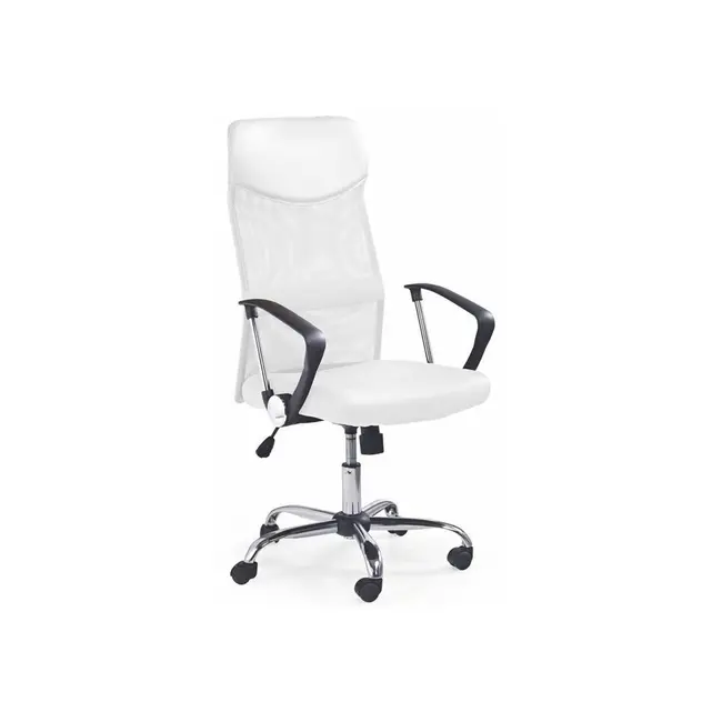 Scaun birou hm vire, mesh, ergonomic, tetiera cu piele ecologica, inaltime ajustabila, mecanism balansare, rotire 360 ˚, 100 kg, alb drm2805