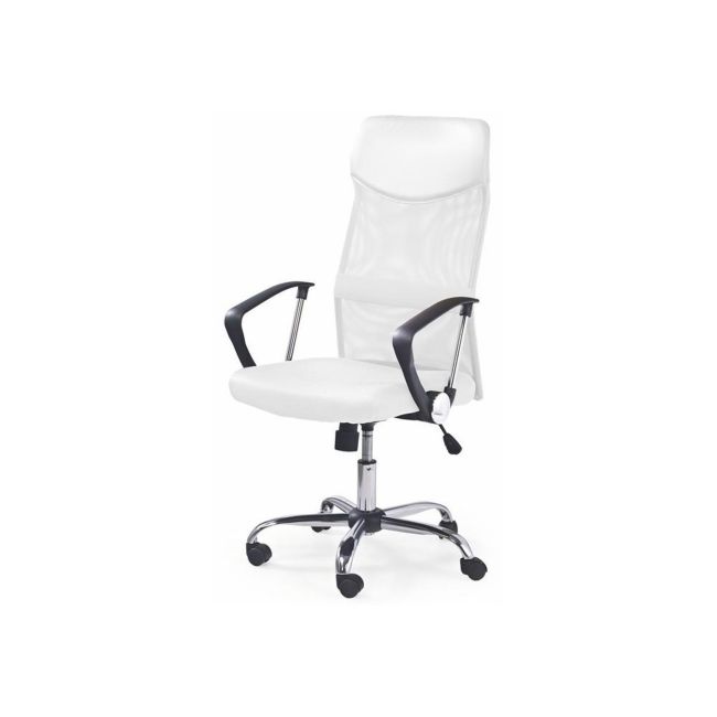 Scaun birou hm vire, mesh, ergonomic, tetiera cu piele ecologica, inaltime ajustabila, mecanism balansare, rotire 360 ˚, 100 kg, alb drm2805