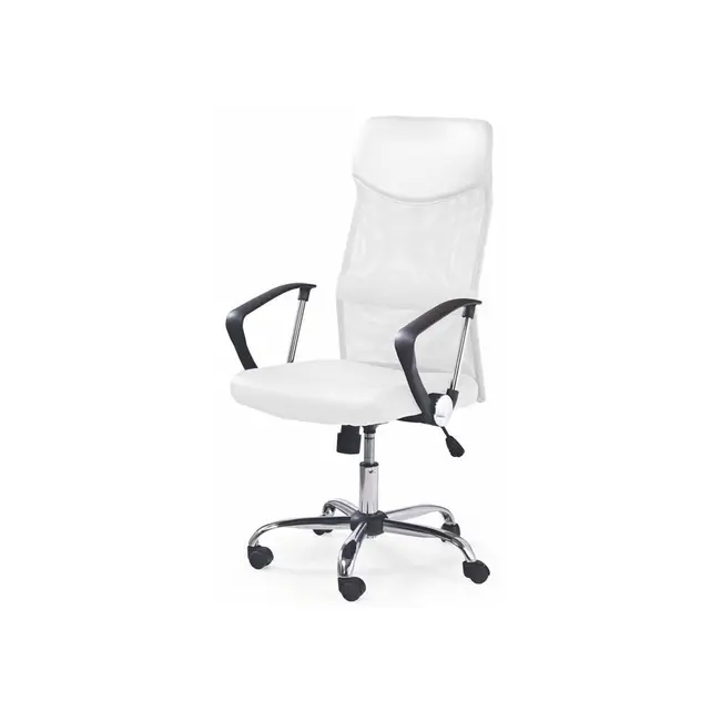 Scaun birou hm vire, mesh, ergonomic, tetiera cu piele ecologica, inaltime ajustabila, mecanism balansare, rotire 360 ˚, 100 kg, alb drm2805