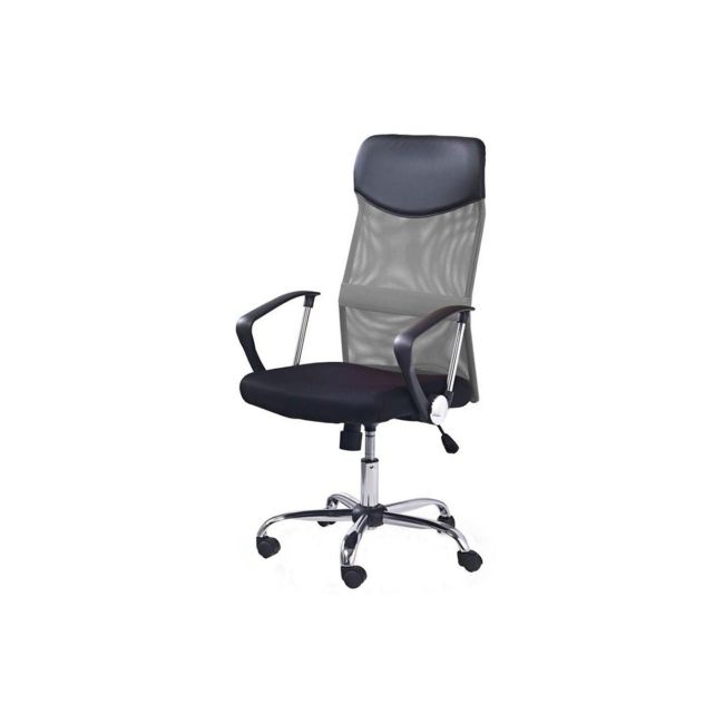 Scaun birou hm vire, mesh, ergonomic, cadru metal, tetiera cu piele ecologica, inaltime ajustabila, mecanism balansare, 100 kg, gri drm2802
