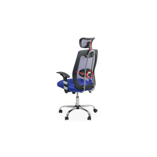 Scaun birou ergonomic off 988, mesh, baza cromata, suport lombar, inaltime reglabila, mecanism balans, 110 kg drm1004