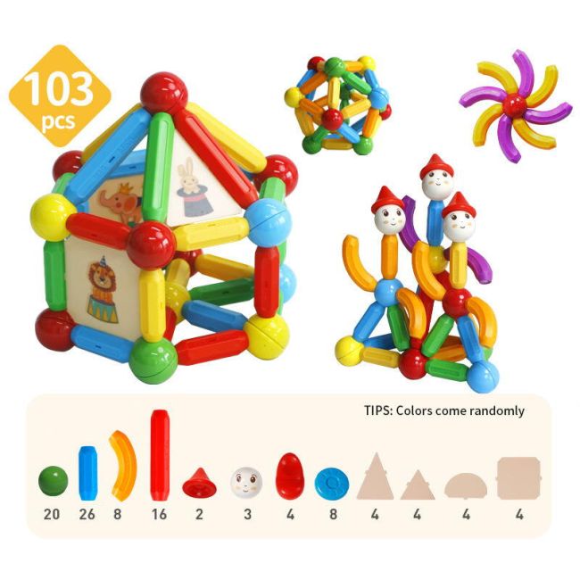 Set de constructie magnetic - stick (103 piese)