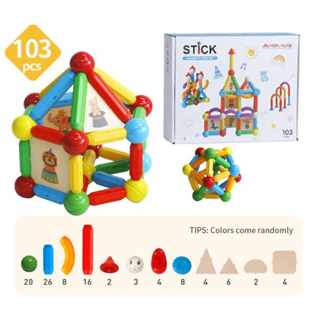 Set de constructie magnetic - stick (103 piese)