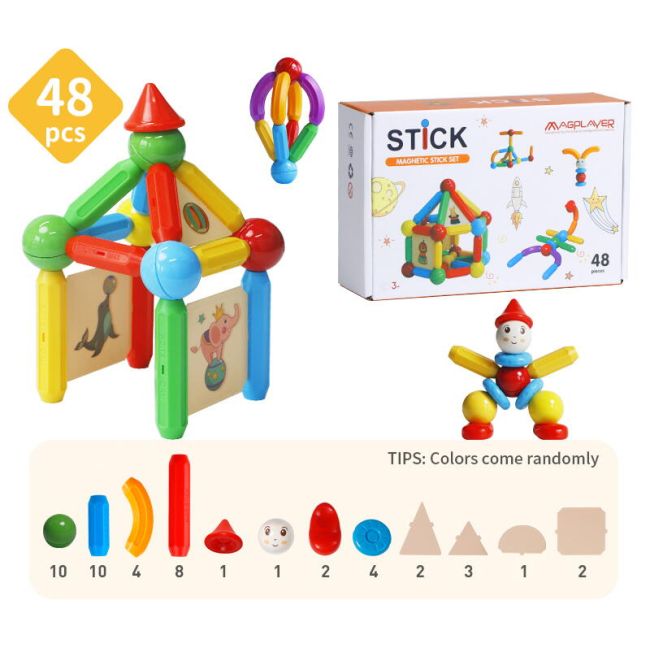 Set de constructie magnetic - stick (48 piese)