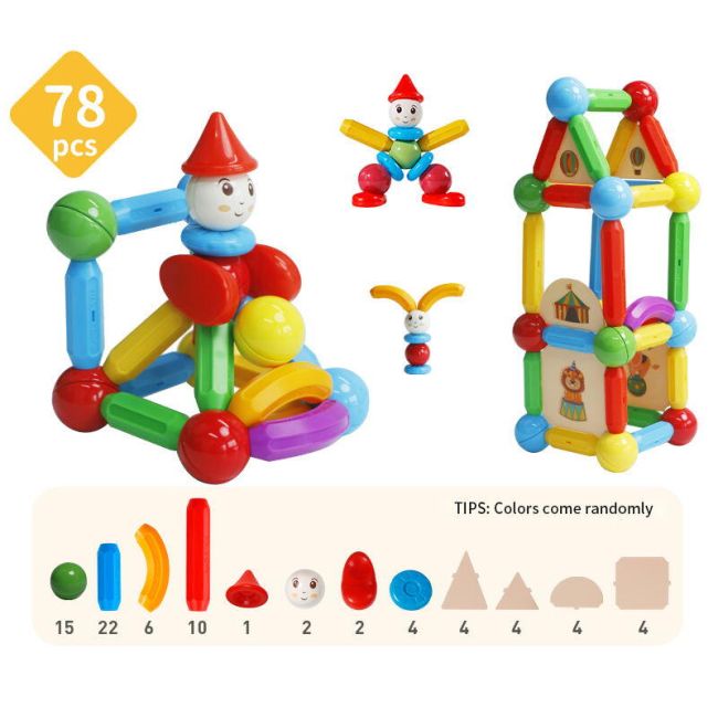 Set de constructie magnetic - stick (78 piese)