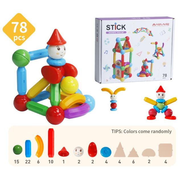 Set de constructie magnetic - stick (78 piese)