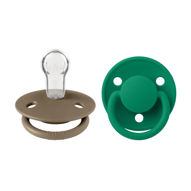 Bibs - set 2 suzete de lux silicon, tetina rotunda, marime universala-dark oak/evergreen bbb150291