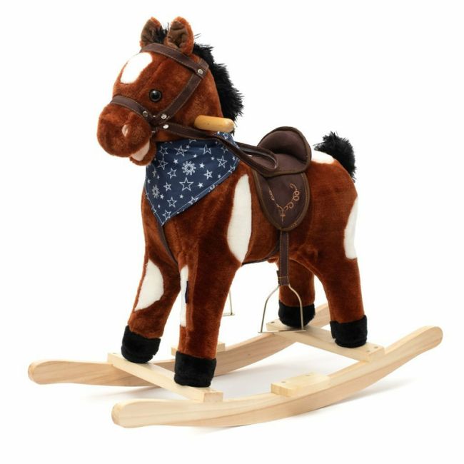 Calut balansoar din plus, Arthur, Cu efecte de miscare a gurii, Cu melodie de cowboy si efect de galop , Baby Mix, Maro Deschis BYN46440