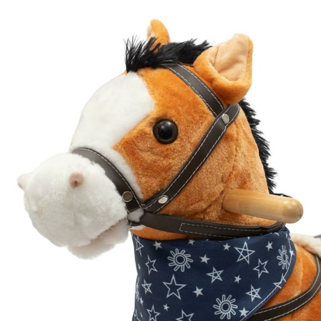 Calut balansoar din plus, Cu efecte de miscare a gurii si a cozii, Cu melodie de cowboy si efect de galop , Baby Mix, Maro Deschis BYN46441