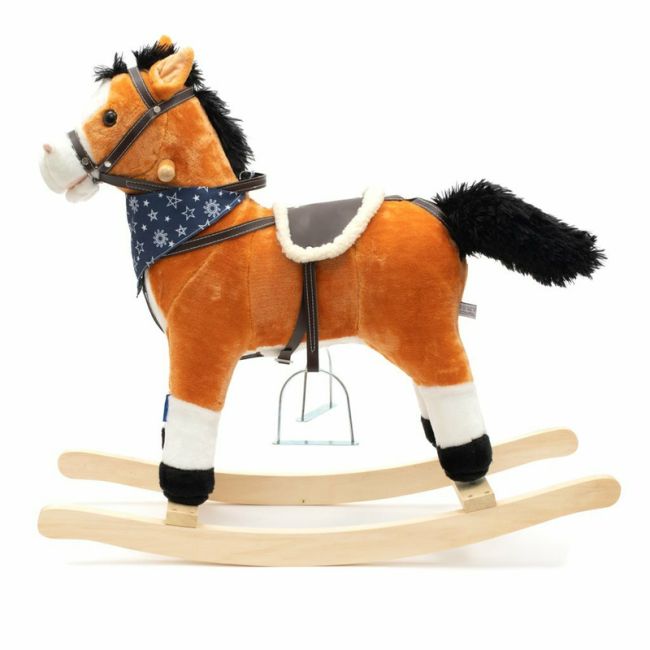 Calut balansoar din plus, Cu efecte de miscare a gurii si a cozii, Cu melodie de cowboy si efect de galop , Baby Mix, Maro Deschis BYN46441