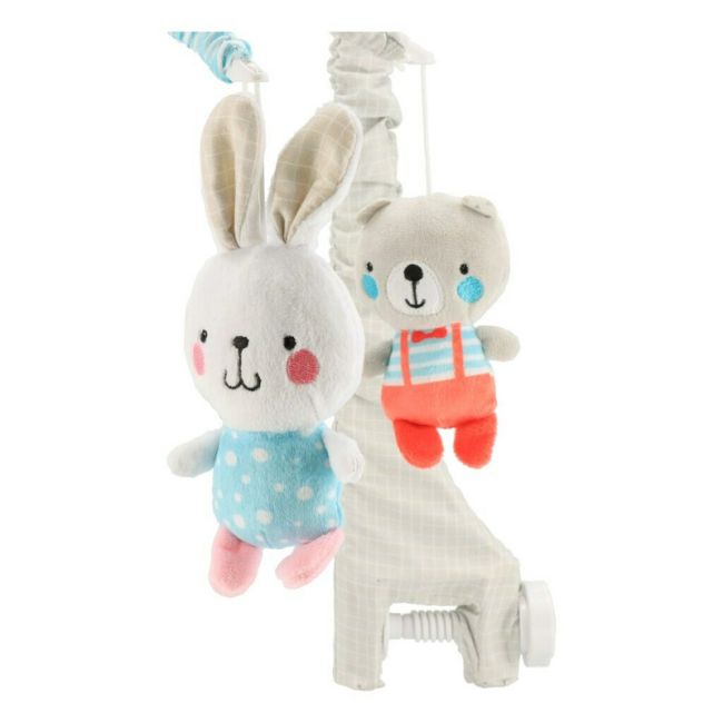 Carusel muzical pentru patut, Cu 5 jucarii din plus, Bears and rabbits, Baby Mix BYN49413