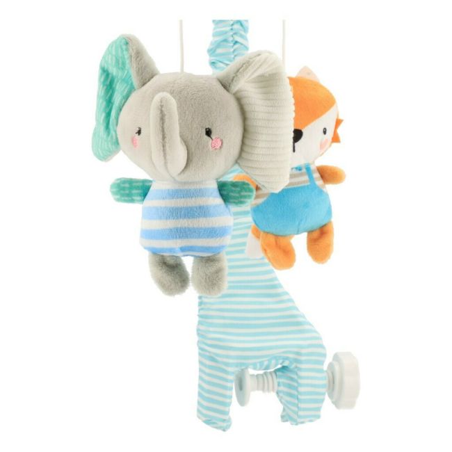Carusel muzical pentru patut, Cu 5 jucarii din plus, Elephants and foxes, Baby Mix BYN49414