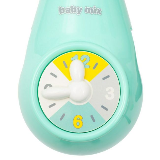 Carusel muzical pentru patut bebelusi, Cu proiectii, Cu melodii si sunete ale naturii, Cu 10 jucarii si ceas de jucarie pe suport, Baby Mix, Mint BYN42785