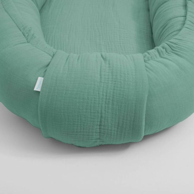 Cosulet bebelus pentru dormit, Baby Nest 80 x 50 cm, Din muselina, Din materiale certificate Oeko Tex Standard 100, New Baby, Green BYN52098