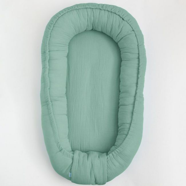 Cosulet bebelus pentru dormit, Baby Nest 80 x 50 cm, Din muselina, Din materiale certificate Oeko Tex Standard 100, New Baby, Green BYN52098