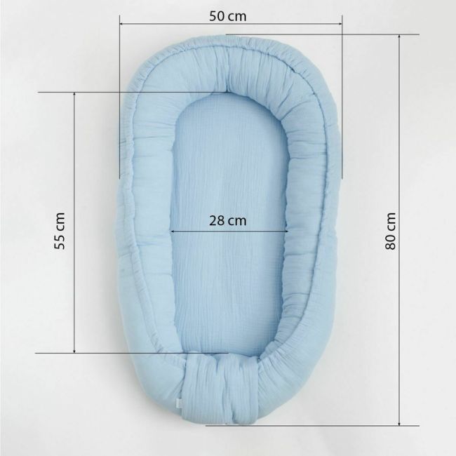 Cosulet bebelus pentru dormit, Baby Nest 80 x 50 cm, Din muselina, Din materiale certificate Oeko Tex Standard 100, New Baby, Green BYN52098