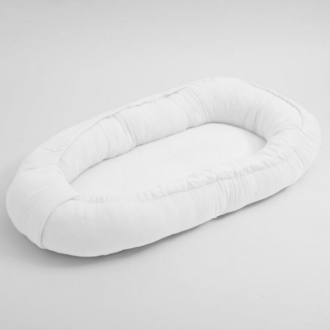 Cosulet bebelus pentru dormit, Baby Nest 80 x 50 cm, Din muselina, Din materiale certificate Oeko Tex Standard 100, New Baby, White BYN52099