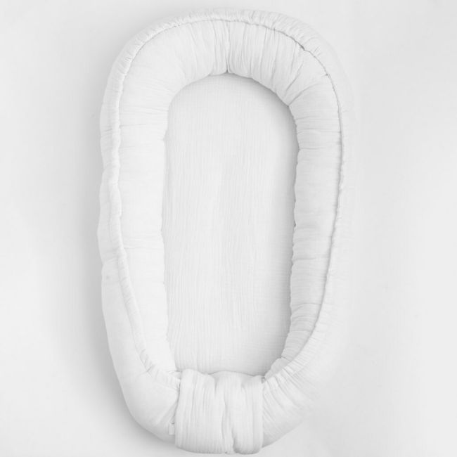 Cosulet bebelus pentru dormit, Baby Nest 80 x 50 cm, Din muselina, Din materiale certificate Oeko Tex Standard 100, New Baby, White BYN52099