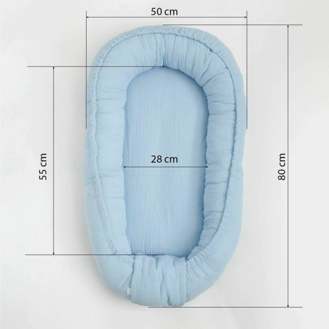 Cosulet bebelus pentru dormit, Baby Nest 80 x 50 cm, Din muselina, Din materiale certificate Oeko Tex Standard 100, New Baby, White BYN52099