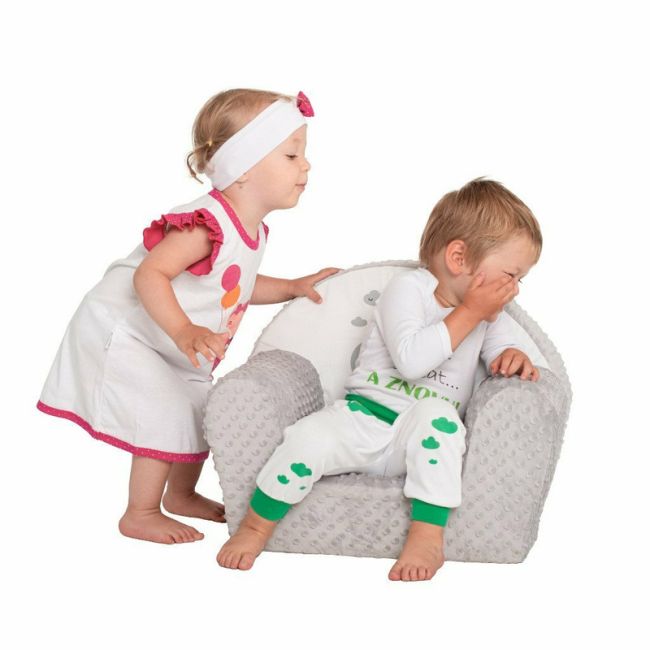 Fotoliu din burete pentru copii, Din tesatura minky, Fox, New Baby, 9 luni - 5 ani, Cu Husa detasabila, Gray BYN37888