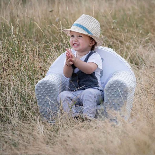 Fotoliu din burete pentru copii, Din tesatura minky, Fox, New Baby, 9 luni - 5 ani, Cu Husa detasabila, Gray BYN37888