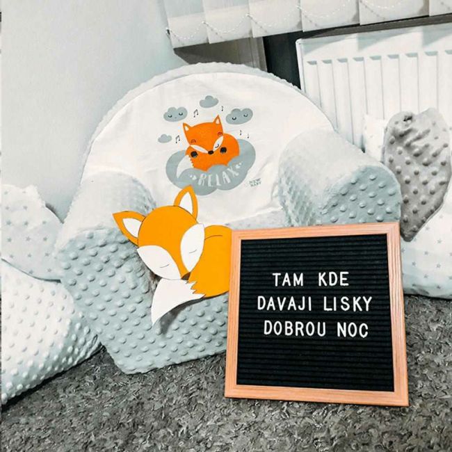 Fotoliu din burete pentru copii, Din tesatura minky, Fox, New Baby, 9 luni - 5 ani, Cu Husa detasabila, Gray BYN37888