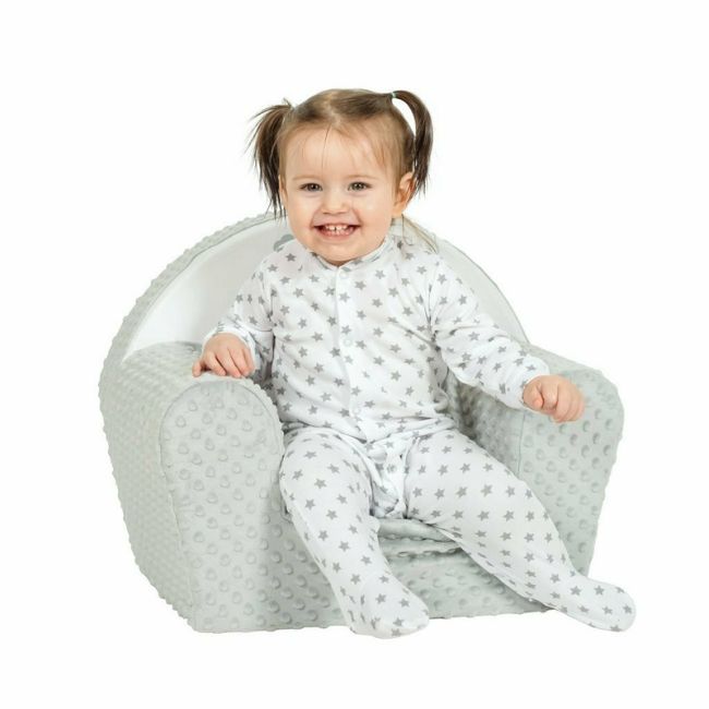 Fotoliu din burete pentru copii, Din tesatura minky, Fox, New Baby, 9 luni - 5 ani, Cu Husa detasabila, Gray BYN37888