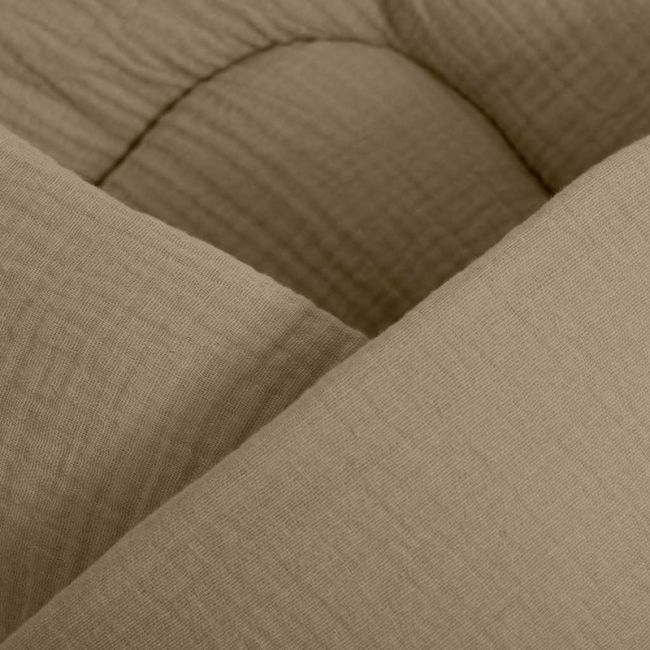 Paturica de infasat cu gluga, Cu multiple utilizari, Cu inchidere cu panglica cu fundita, Dimensiune 75x75 cm, Din muselina, Din materiale certificate Oeko Tex Standard 100, New Baby, Beige BYN52165