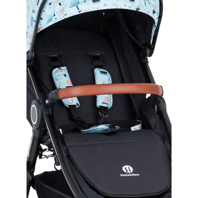 Petite&Mars - Carucior sport, Street+ Air, Include capotina impermeabila Editie limitata, Cu fereastra, husa picioare, cos de bagaje, Cu roti gonflabile, Centura de siguranta in 5 puncte, Pana la 25 kg, 6 luni+, Ocean BYN477500+549860