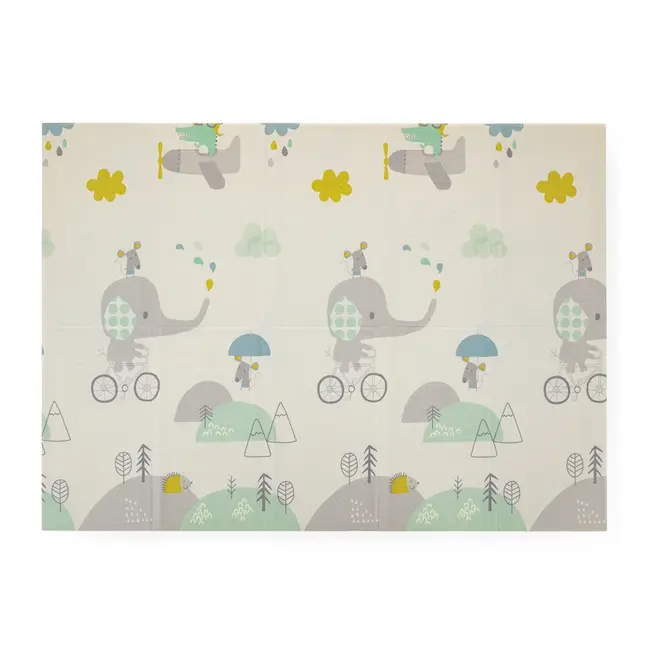 Petite&Mars - Covoras de joaca reversibil, Include geanta pentru transport, Pliabil si impermeabil, Non-toxic, 197 x 147 x 1 cm, Animale, 0 luni+, Multicolor BYN435070