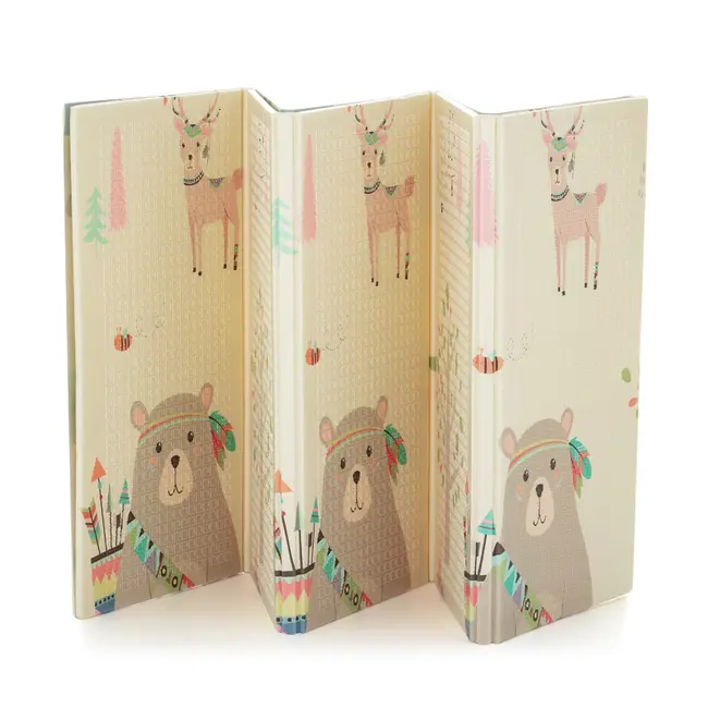 Petite&Mars - Covoras de joaca reversibil, Include geanta pentru transport, Pliabil si impermeabil, Non-toxic, 197 x 147 x 1 cm, Animale, 0 luni+, Multicolor BYN435070