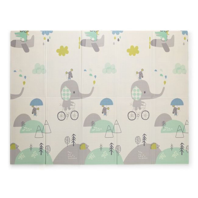 Petite&Mars - Covoras de joaca reversibil, Include geanta pentru transport, Pliabil si impermeabil, Non-toxic, 197 x 147 x 1 cm, Oras, 0 luni+, Multicolor BYN435071