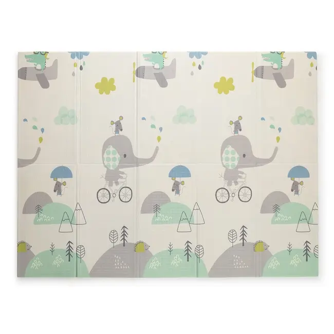 Petite&Mars - Covoras de joaca reversibil, Include geanta pentru transport, Pliabil si impermeabil, Non-toxic, 197 x 147 x 1 cm, Oras, 0 luni+, Multicolor BYN435071