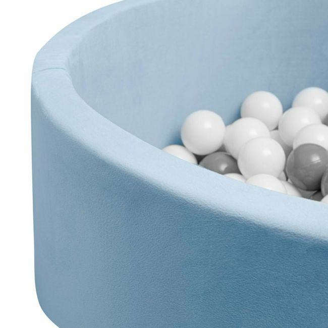 Piscina uscata cu 150 de bile (Alb, gri), Din tesatura fina cu certificare Oeko-Tex Standard 100, Dimensiune 83 x 83 x 30 cm, New Baby, Blue BYN52587
