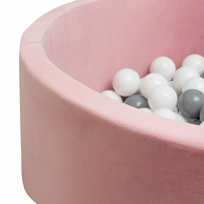 Piscina uscata cu 150 de bile (Alb, gri), Din tesatura fina cu certificare Oeko-Tex Standard 100, Dimensiune 83 x 83 x 30 cm, New Baby, Pink BYN52585