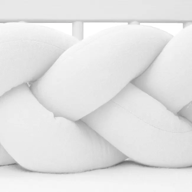Protectie laterala pentru patut, Tip Bumper impletit, Din muselina, Din materiale certificate Oeko Tex Standard 100, New Baby, Lungime 210 cm, White BYN52138