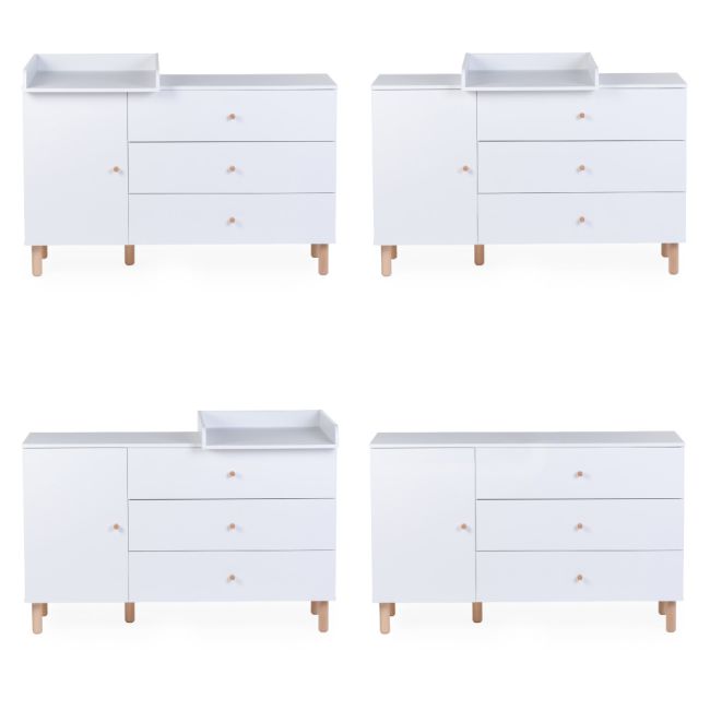 Comoda Childhome Wonder White 137x75x93 cm cu masa de infasat ERFCH-KO4DWW
