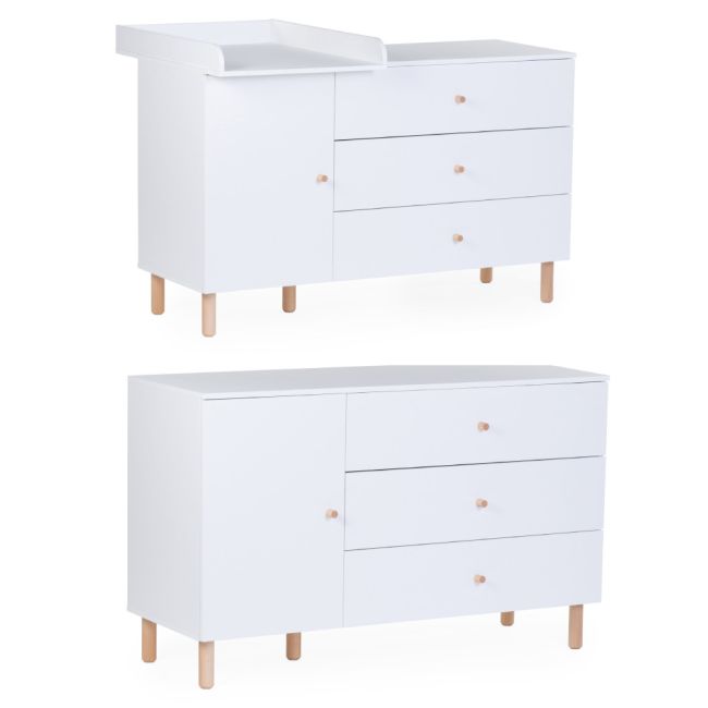 Comoda Childhome Wonder White 137x75x93 cm cu masa de infasat ERFCH-KO4DWW