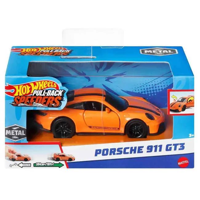 HOT WHEELS MASINUTA METALICA CU SISTEM PULL BACK PORSCHE 911 GT3 SCARA 1:43 VIVMTHPR70_HPR79