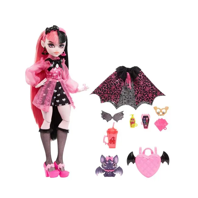 MONSTER HIGH PAPUSA DRACULAURA CU ANIMALUT SI ACCESORII VIVMTHHK51