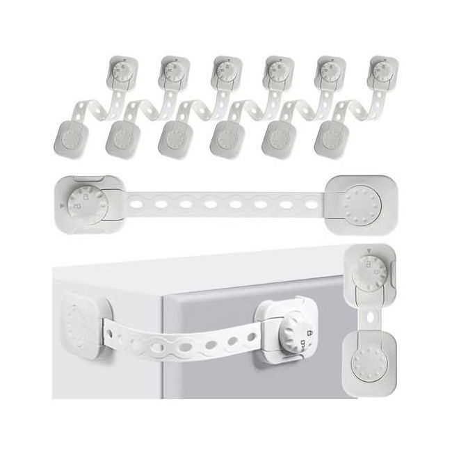 Set 6 sisteme de siguranta multifunctionale reglabile 23.3 cm, cu lacat Iso Trade MY6843 BBJMY6843_Alb