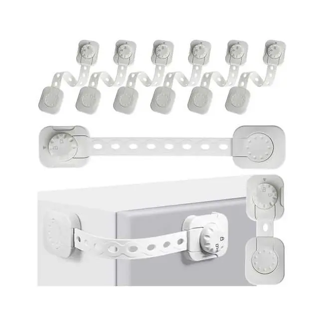 Set 6 sisteme de siguranta multifunctionale reglabile 23.3 cm, cu lacat Iso Trade MY6843 BBJMY6843_Alb