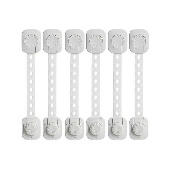 Set 6 sisteme de siguranta multifunctionale reglabile 23.3 cm, cu lacat Iso Trade MY6843 BBJMY6843_Alb