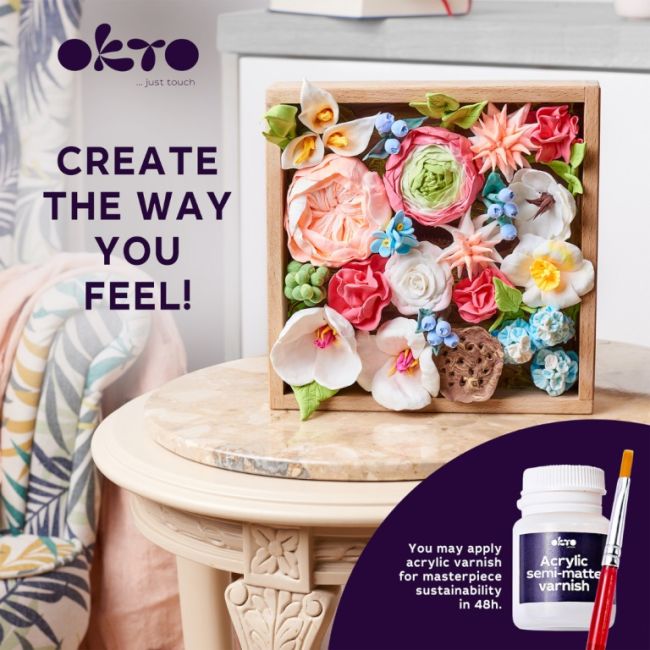 Set creatie Wood &amp; Craft - Flowers, 21*21cm - Romance KRTOK10014