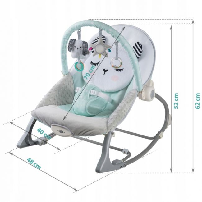 Balansoar multifunctional cu vibratii, panda, 3 jucarii, nukido 705101, mint edeedi705101
