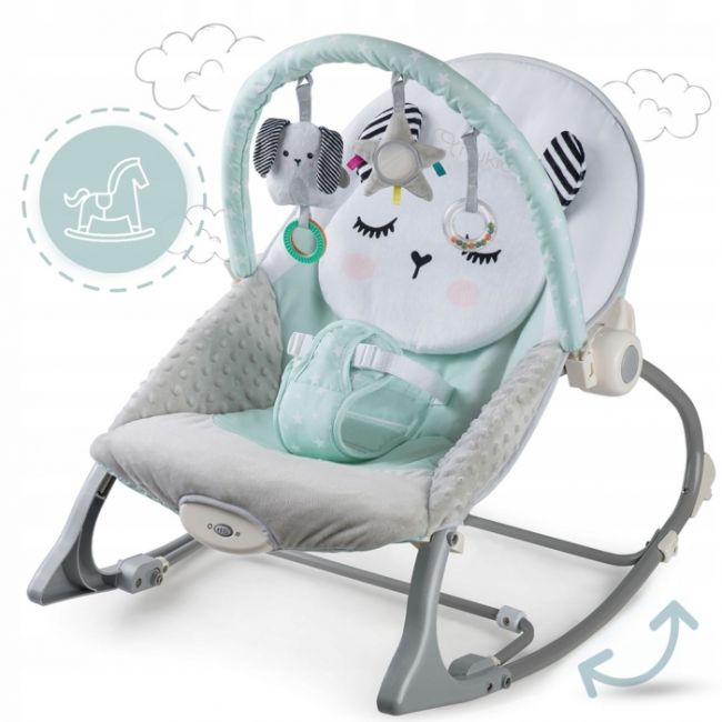 Balansoar multifunctional cu vibratii, panda, 3 jucarii, nukido 705101, mint edeedi705101