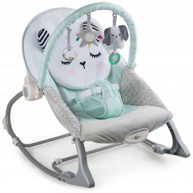 Balansoar multifunctional cu vibratii, panda, 3 jucarii, nukido 705101, mint edeedi705101